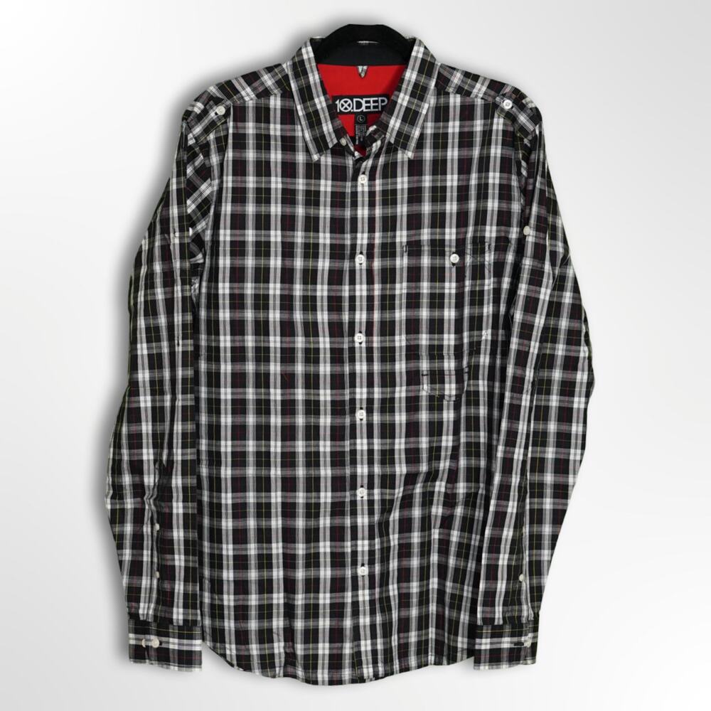10.Deep Men's Pinstripe Button-Down Shirt - Size Large
